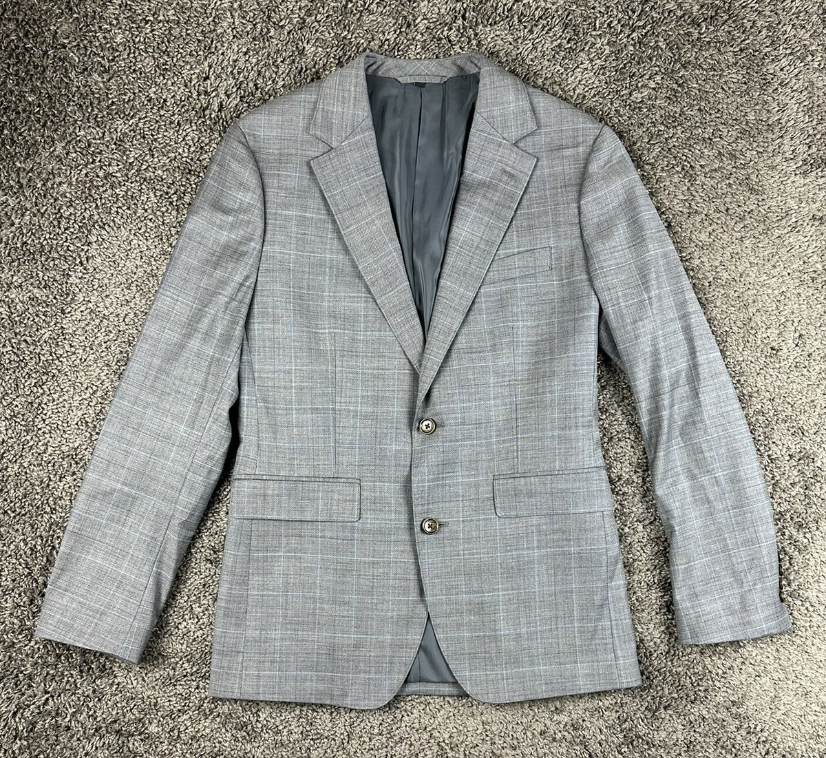 Bonobos Men's 38R Gray Plaid Slim Fit Wool Suit Jacket Blazer