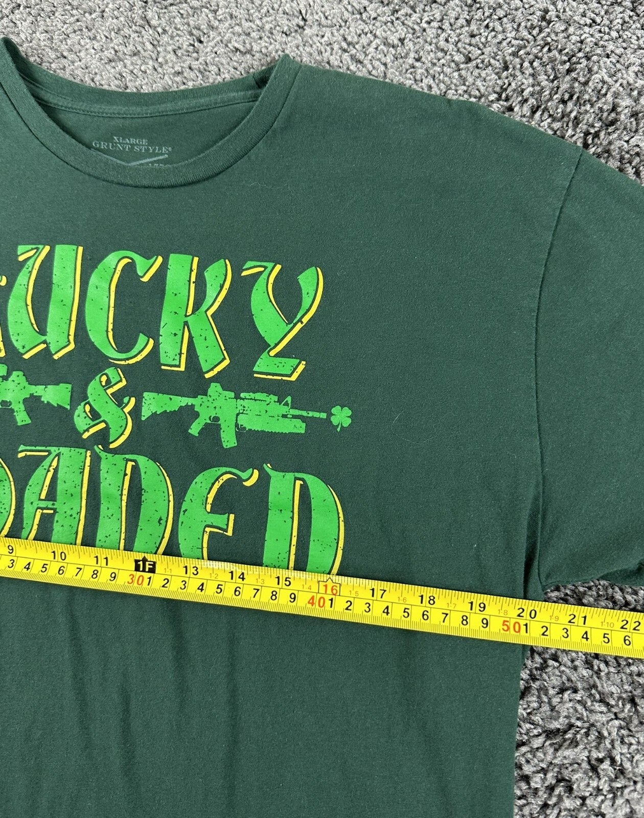 Grunt Style Lucky & Loaded T-Shirt Men Green St Patrick’s Day Graphic Tee Sz XL
