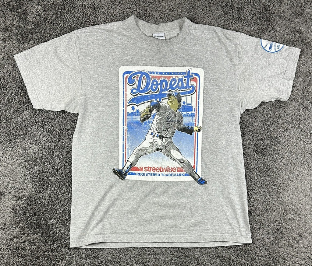Streetwise Mens XL Gray LA Dopest Fernando Valenzuela Baseball T-Shirt