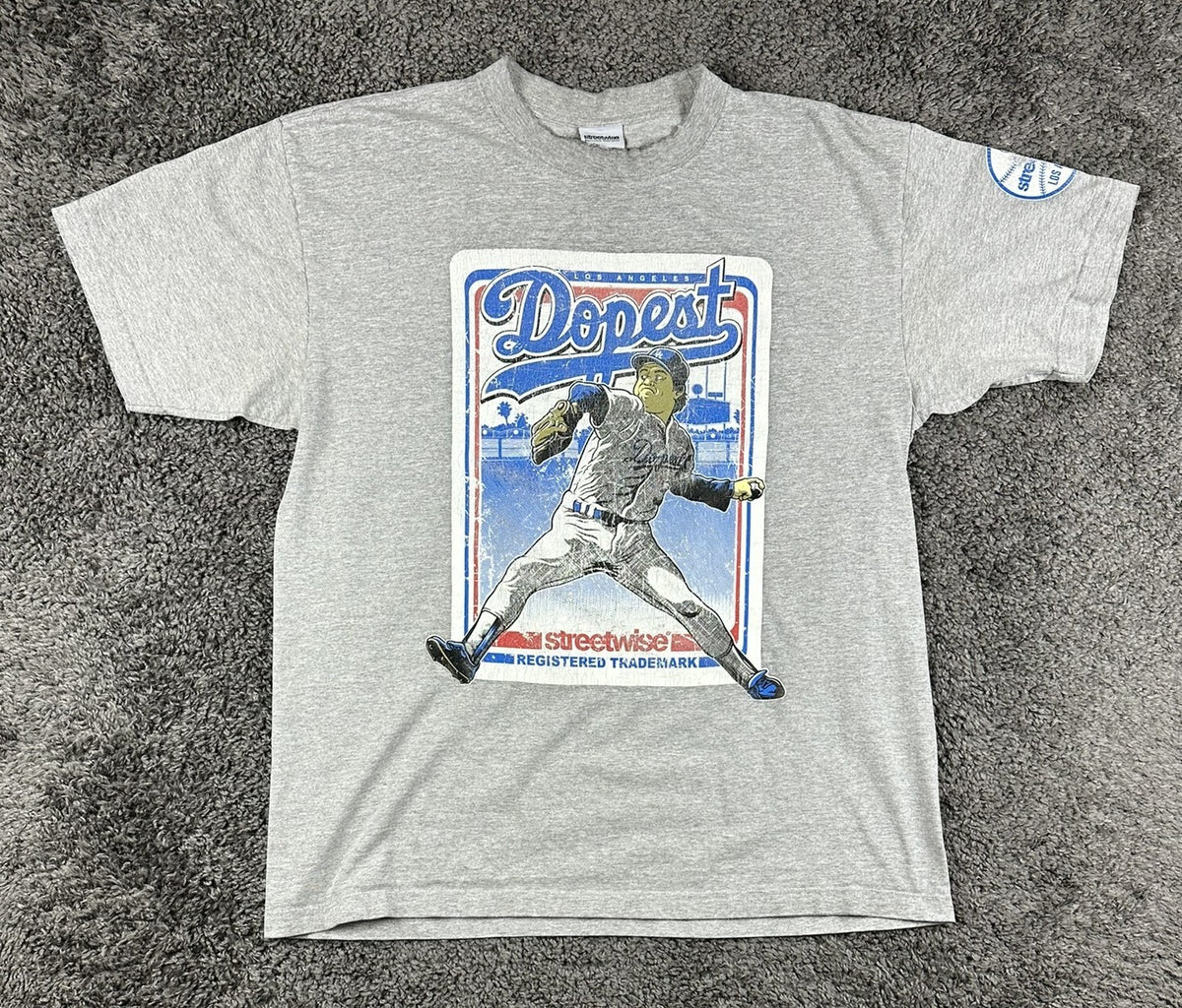 Streetwise Mens XL Gray LA Dopest Fernando Valenzuela Baseball T-Shirt