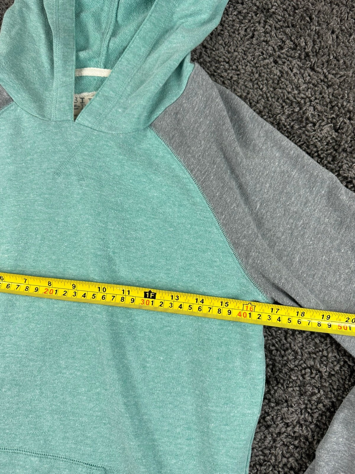 Billabong Womens Hoodie Teal Gray Colorblock Raglan Pullover Sweatshirt Sz Small