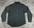 Ralph Lauren Mens XL Black Button Down Shirt Purple Pony Long Sleeve Casual