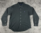 Ralph Lauren Mens XL Black Button Down Shirt Purple Pony Long Sleeve Casual