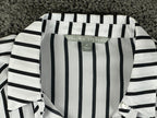 Valerie Stevens Womens Striped Button Up Cold Shoulder Blouse Shirt Sz M NWT