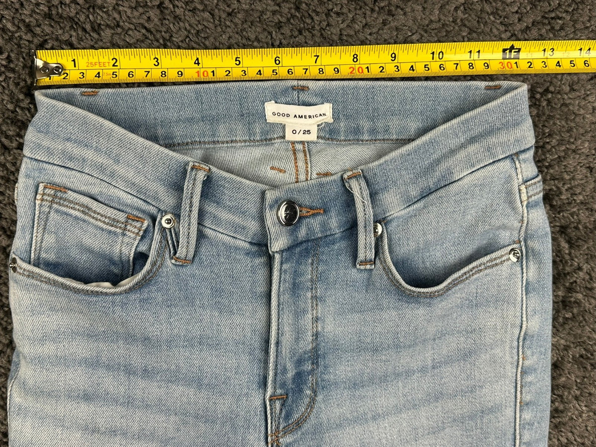 Good American Womens 0/25 Light Wash Good Legs Low Crop Skinny Jeans
