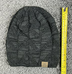 Page One Winter Beanie Hat Knit Basketweave Fleece Lined Charcoal Gray Unisex