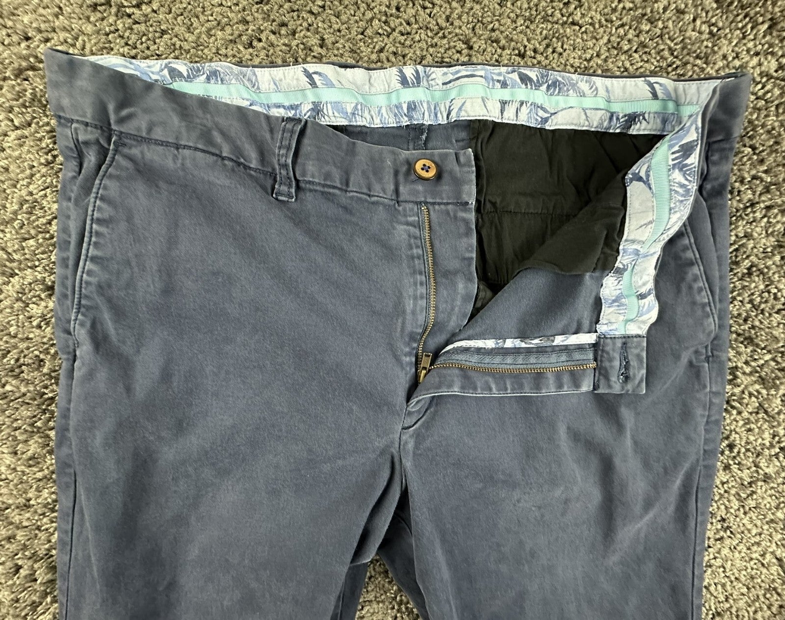 Tommy Bahama Boracay Pants Men Blue Flat Front Stretch Chinos Sz 38x32