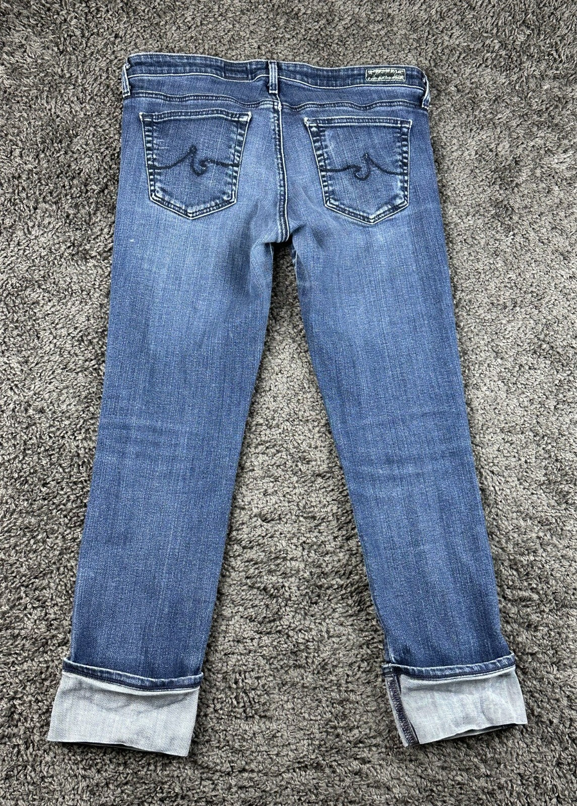 AG Adriano Goldschmied Womens 30 The Stevie Cuff Slim Straight Jeans Blue