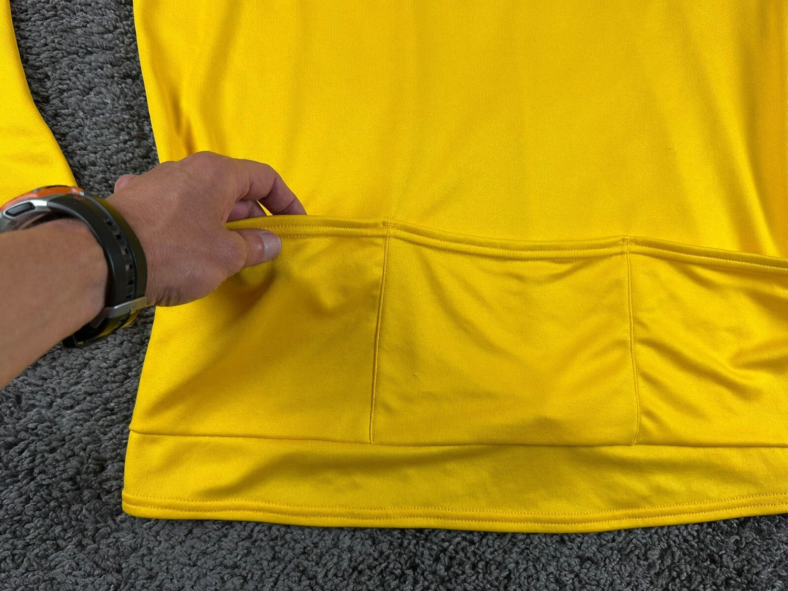Vintage Performance Mens  Long Sleeve Cycling Jersey Yellow 1/4 Zip Y2K Sz Large