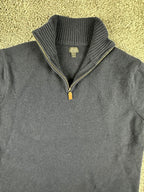 J.Crew Mens XL Navy Blue 100% Lambswool 1/4 Zip Mock Neck Sweater