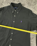 Ralph Lauren Mens XL Black Button Down Shirt Purple Pony Long Sleeve Casual