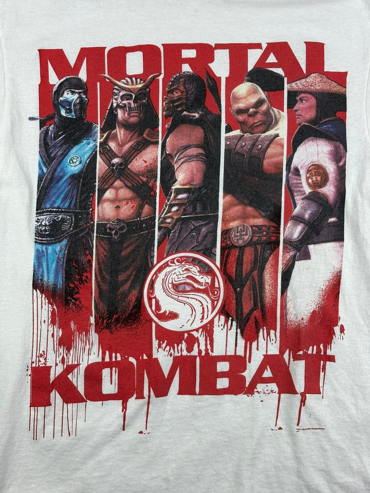 Mortal Kombat T-Shirt Men White Graphic Tee 2011 Warner Bros Sz M