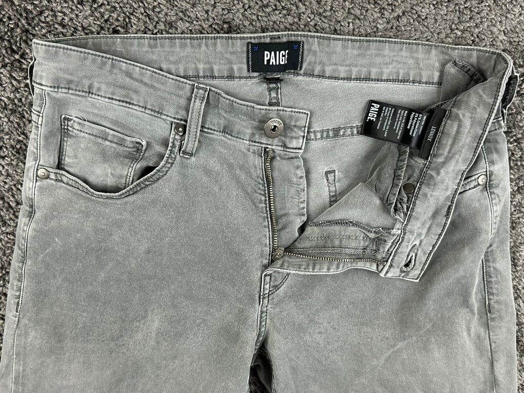 PAIGE Mens 32 Lennox Vintage Grey Sky Slim Fit Denim Jeans USA