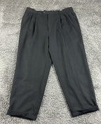 Pronto Uomo Mens Dress Pants Black 100% Wool Pleated Cuffed Trousers Size 38x29