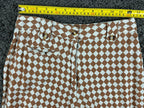 Billabong Womens Brown Checkerboard Diamond High Rise Linen Blend Pants Sz 25