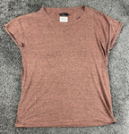 prAna Foundation Short Sleeve Cap Sleeve T Shirt Womens Medium M Pink Heathered