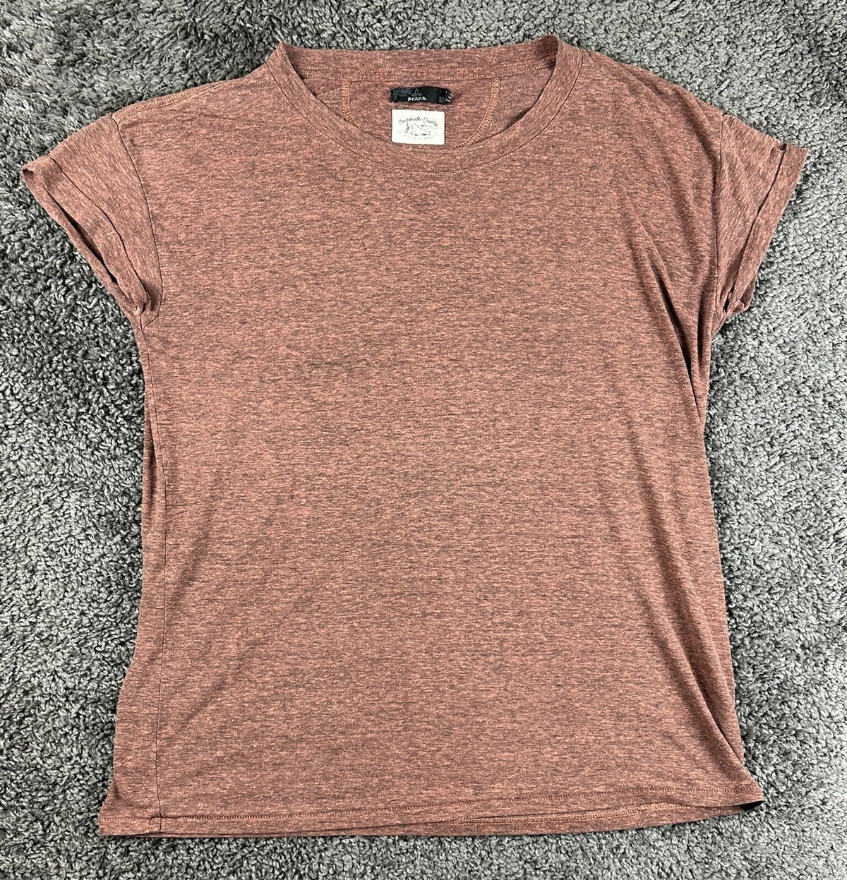prAna Foundation Short Sleeve Cap Sleeve T Shirt Womens Medium M Pink Heathered