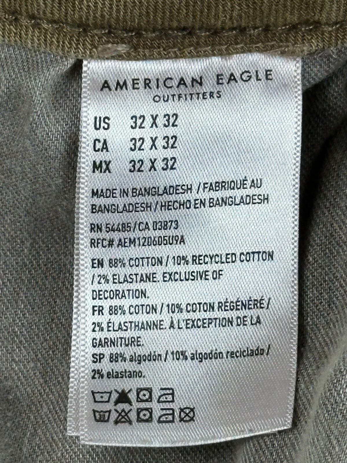American Eagle Mens AirFlex+ Jeans Tan Brown Slim Straight Stretch Denim 32x32