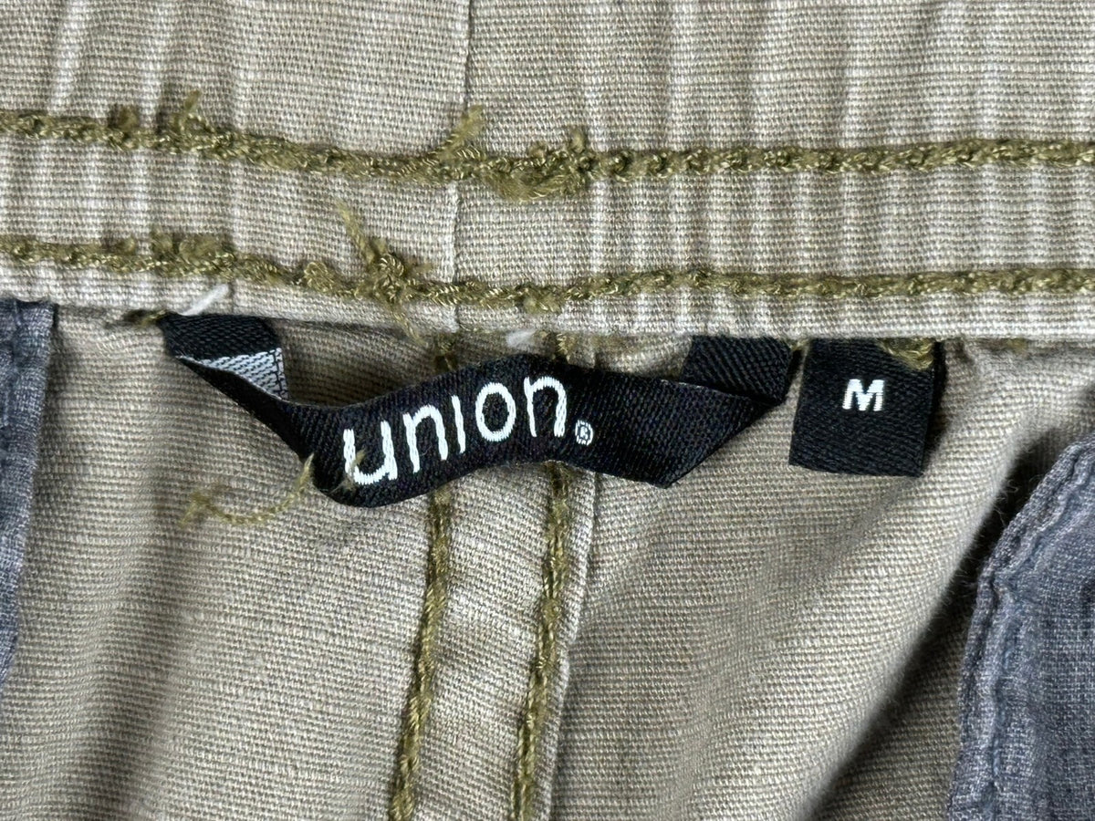 Union Mens M Khaki Stretch Cargo Jogger Pants Zipper Pockets