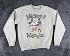 Junk Food Sweatshirt Womens S Mickey Minnie Disney Graphic Pullover Beige