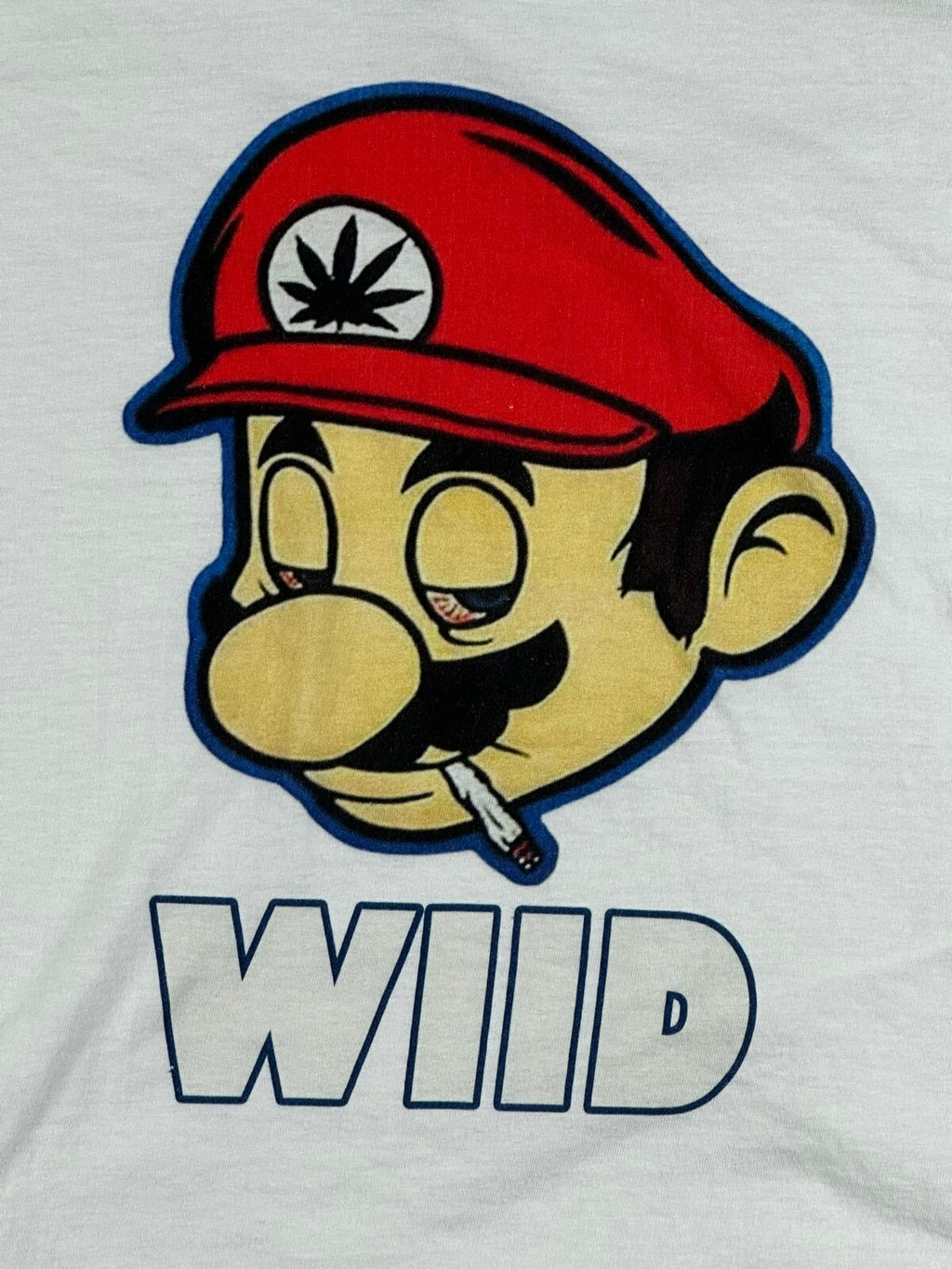Mens 2XL White WIID Super Mario Weed Parody Graphic T-Shirt