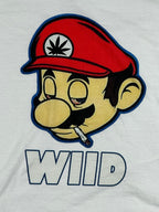 Mens 2XL White WIID Super Mario Weed Parody Graphic T-Shirt