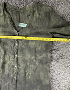 Camo Linen Jumpsuit Womens Size Medium Olive Green V-Neck Pockets Romper