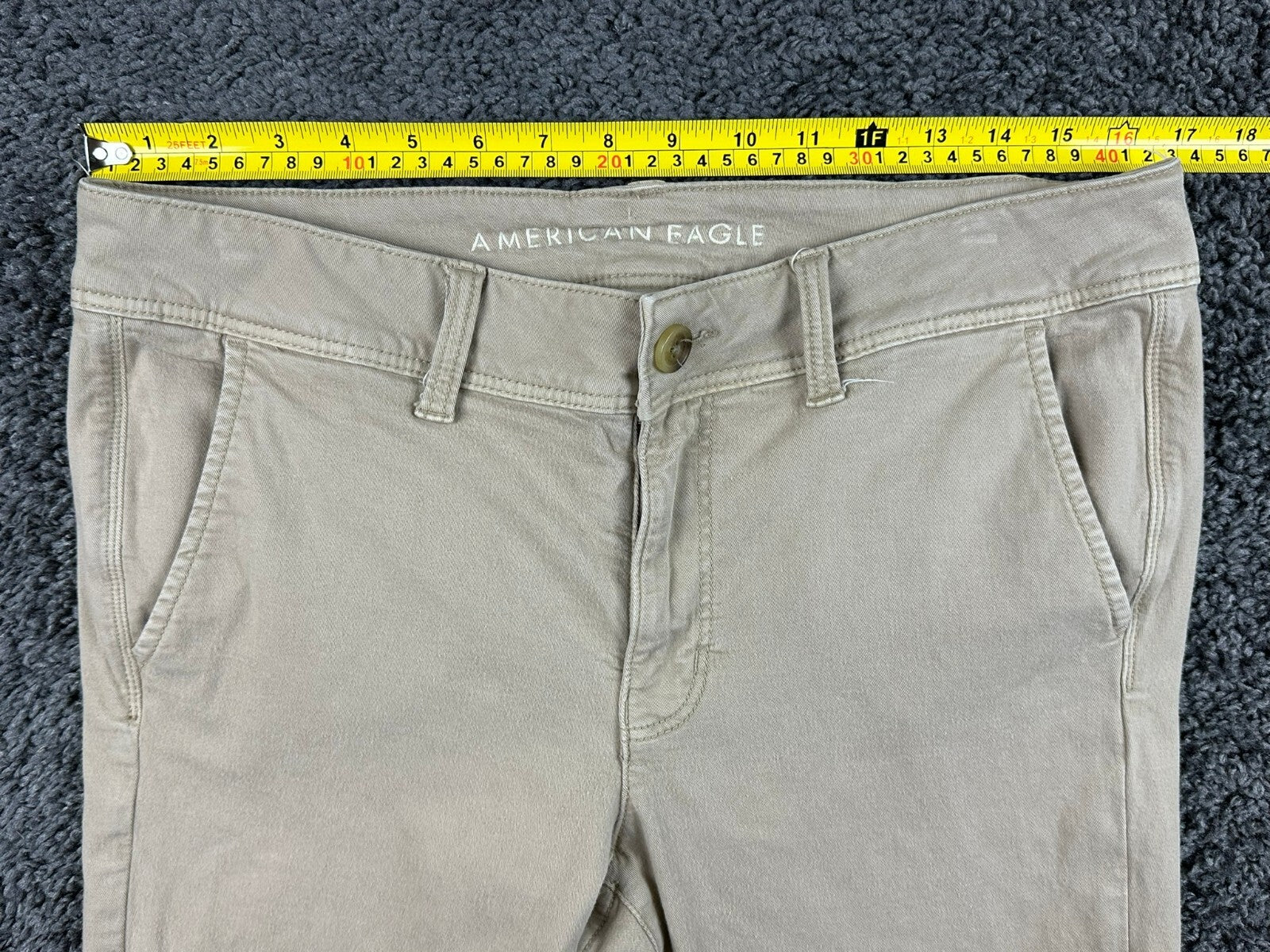 American Eagle Kick Boot Pants Women's Tan Stretch Flare Leg Y2K Sz 12