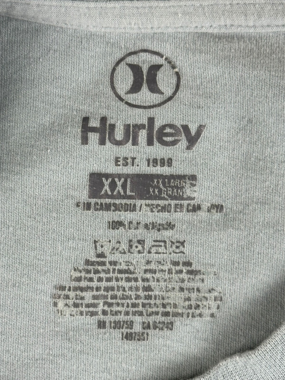 Hurley Art Dept Surf And Enjoy Mens XXL Gray Short Sleeve Graphic T-Shirt Tee