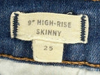 Madewell 9" High Rise Skinny Jeans Blue Raw Hem Denim Stretch Womens Sz 25