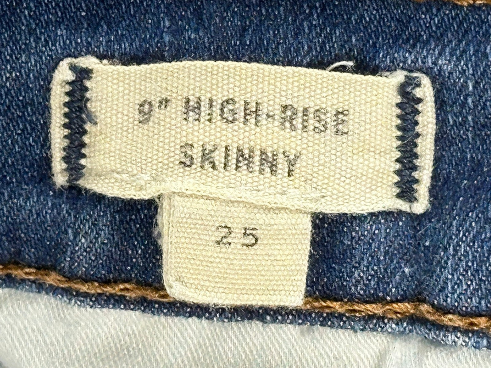 Madewell 9" High Rise Skinny Jeans Blue Raw Hem Denim Stretch Womens Sz 25