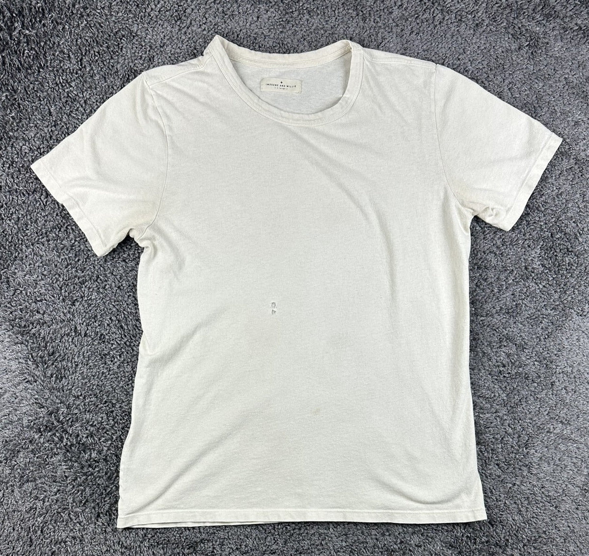 Imogene + Willie Mens XL Off-White Cotton Short Sleeve T-Shirt Tee Made in USA