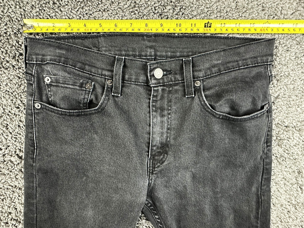 Levis Mens 32x30 Black Skinny Taper Jeans Washed Denim 5 Pocket Casual Pants