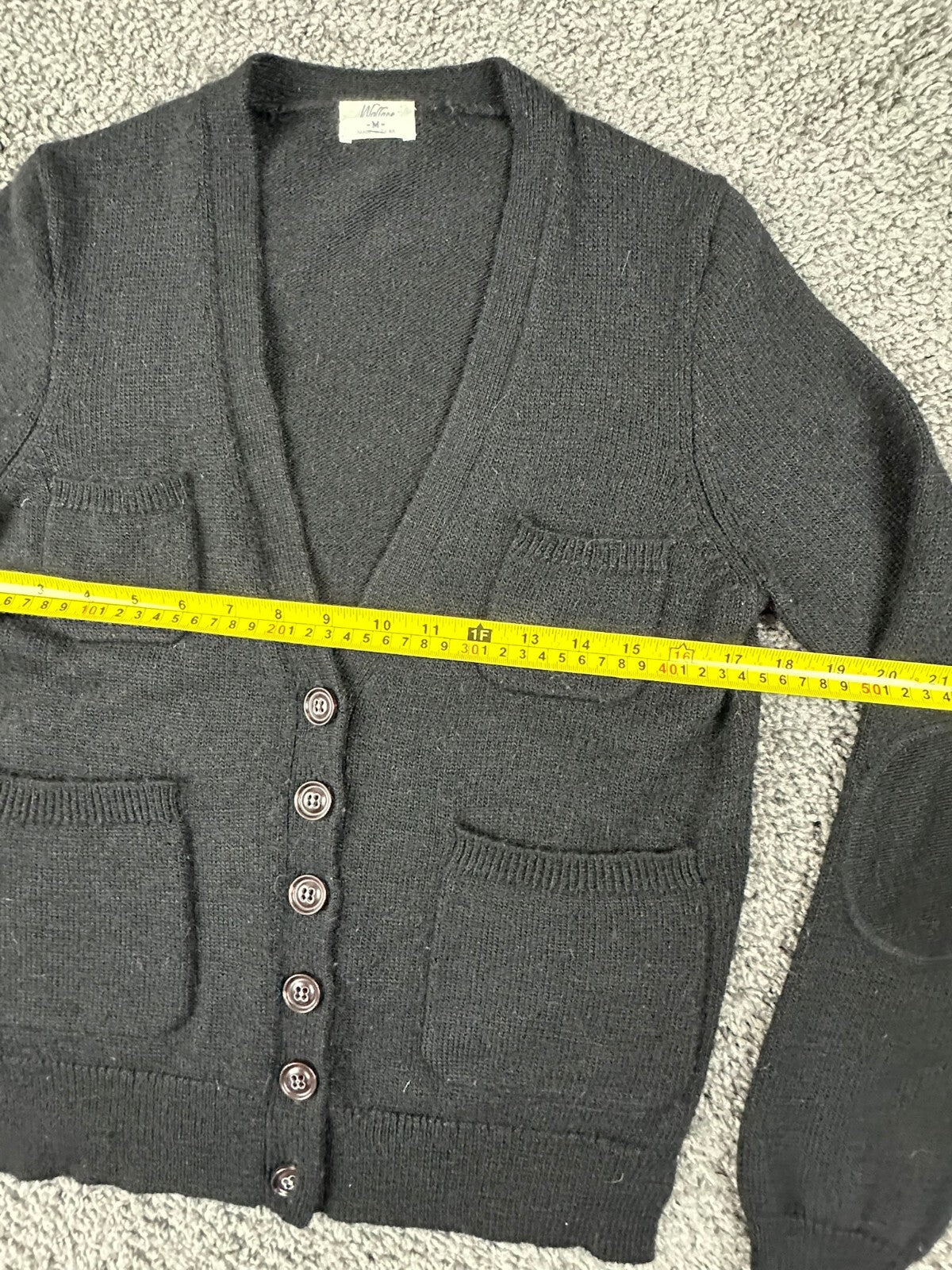 Wallace Madewell Womens Black Alpaca Wool Elbow Patch Cardigan Sweater Size M