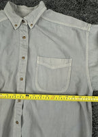 Vintage Eddie Bauer Mens L Light Gray 100% Cotton Button Down Shirt