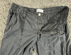 Zara Mens Wide Leg Cargo Pants Baggy Multi Pocket Washed Gray Black Size M