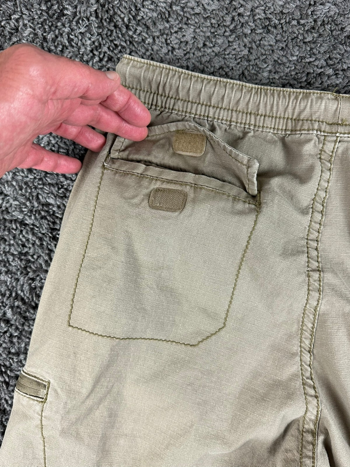 Union Mens M Khaki Stretch Cargo Jogger Pants Zipper Pockets
