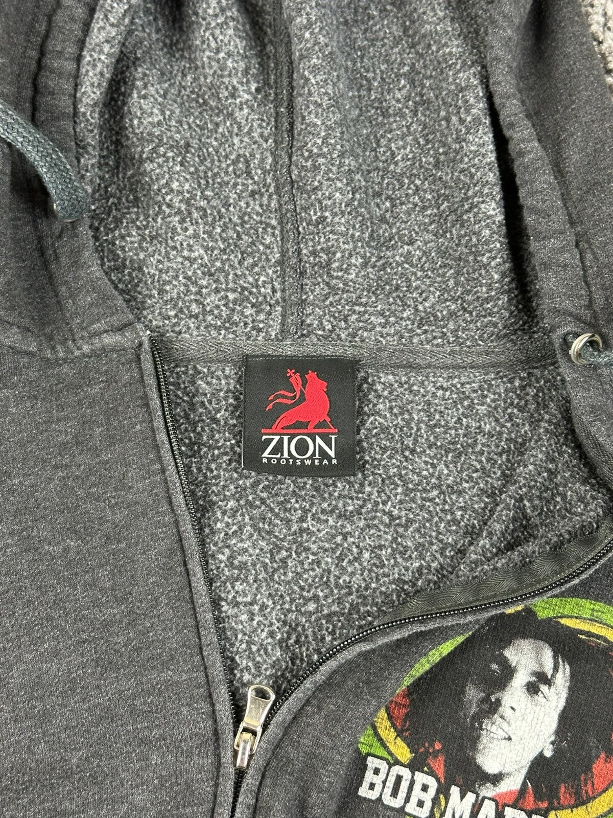 Bob Marley Zion Rootswear One Love Full Zip Hoodie Rasta Graphic Sweatshirt Sz M