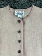 Vintage Tally Ho Womens PS Light Pink 100% Wool Knit Cardigan Sweater