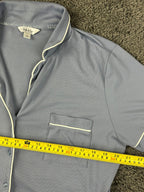 Nicole Miller New York Womens Pajama Set Large Blue Ribbed Top and Pants PJs