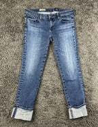 AG Adriano Goldschmied Womens 30 The Stevie Cuff Slim Straight Jeans Blue