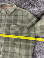 Voyager Mens Green Plaid Sherpa Lined Fleece Shirt Jacket Snap Shacket Sz Large