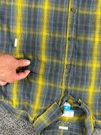 Columbia Cooper Lake Mens Plaid Shirt Yellow Gray Long Sleeve Button Down Sz XL