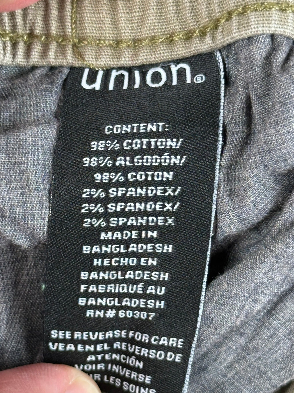 Union Mens M Khaki Stretch Cargo Jogger Pants Zipper Pockets