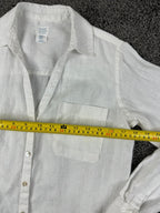 Sigrid Olsen 100% Linen Long Sleeve Shirt Womens White Button Down Roll Tab XS