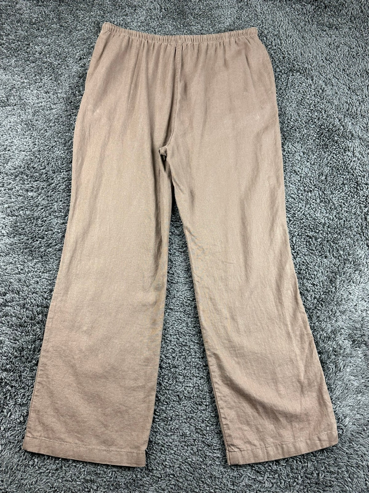 Love Tree Linen Blend Pants Womens Brown Wide Leg Drawstring Casual Beach Sz L