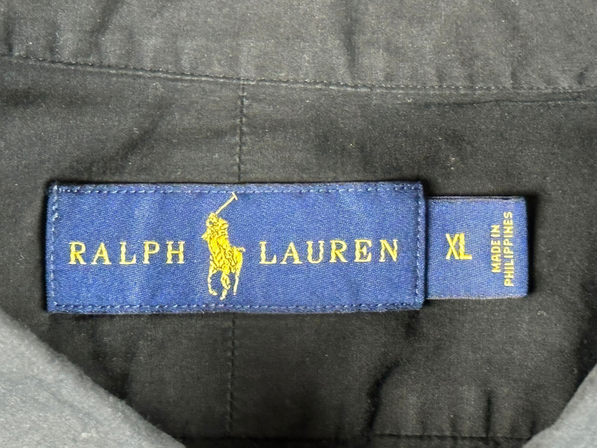 Ralph Lauren Mens XL Black Button Down Shirt Purple Pony Long Sleeve Casual