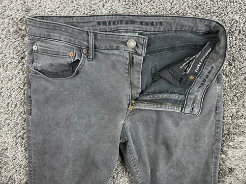 American Eagle Next Level Flex Jeans Mens Black Straight Stretch Denim Sz 34x34