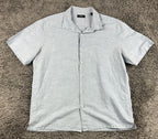 Theory Men Murray Linen Blend Shirt Short Sleeve Light Blue Button Up Sz XL