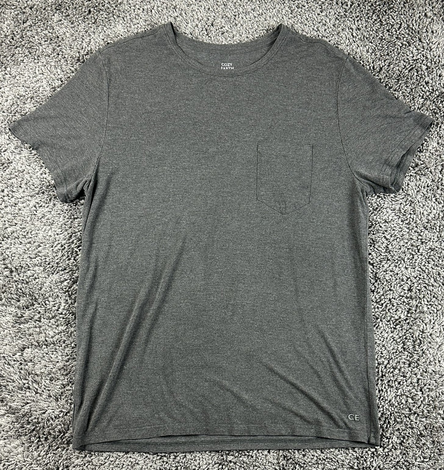 Cozy Earth Mens Gray Pocket T-Shirt Bamboo Viscose Stretch Tee Sz Medium